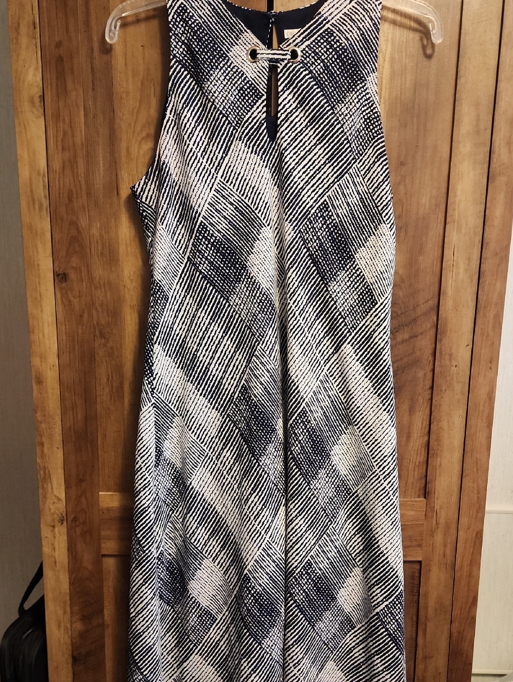 Black & White Geometric Asymmetrical Sleeveless Lined Dress